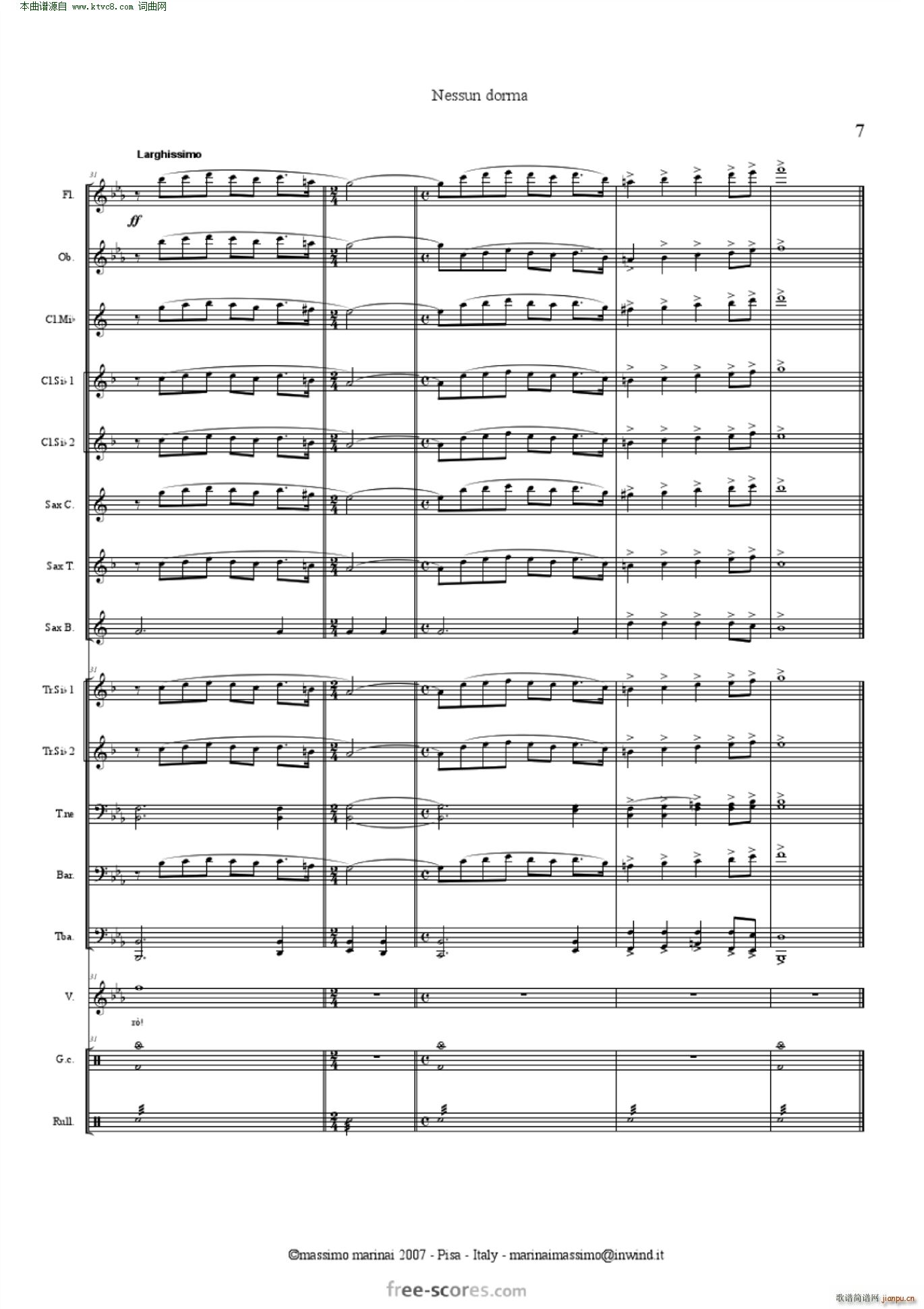 NessunDorma今夜无人入睡 管弦乐 含各声部(总谱)8