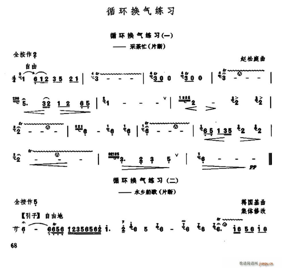 笛子循环换气练习(笛箫谱)1