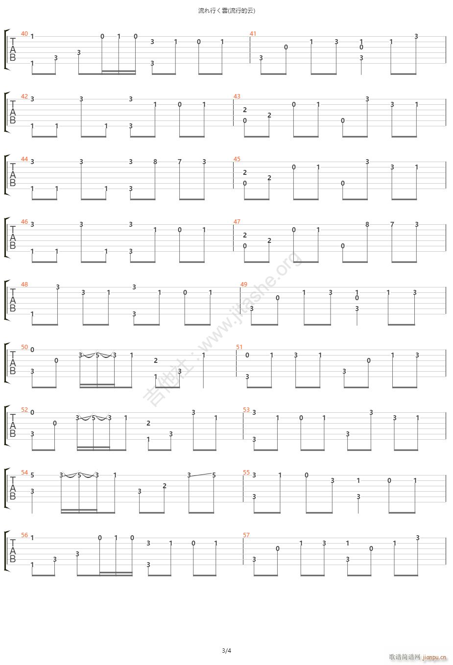 流行的云指弹 独奏(吉他谱)3