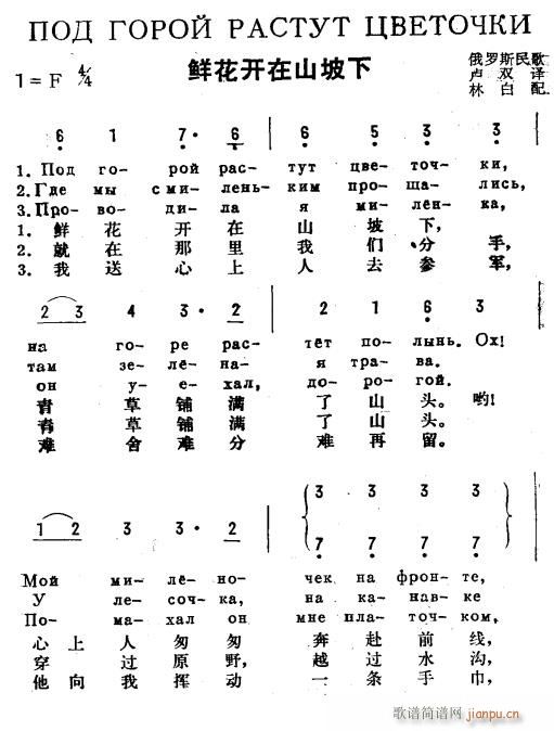 鲜花开在山坡下 俄汉双语 1(十字及以上)1