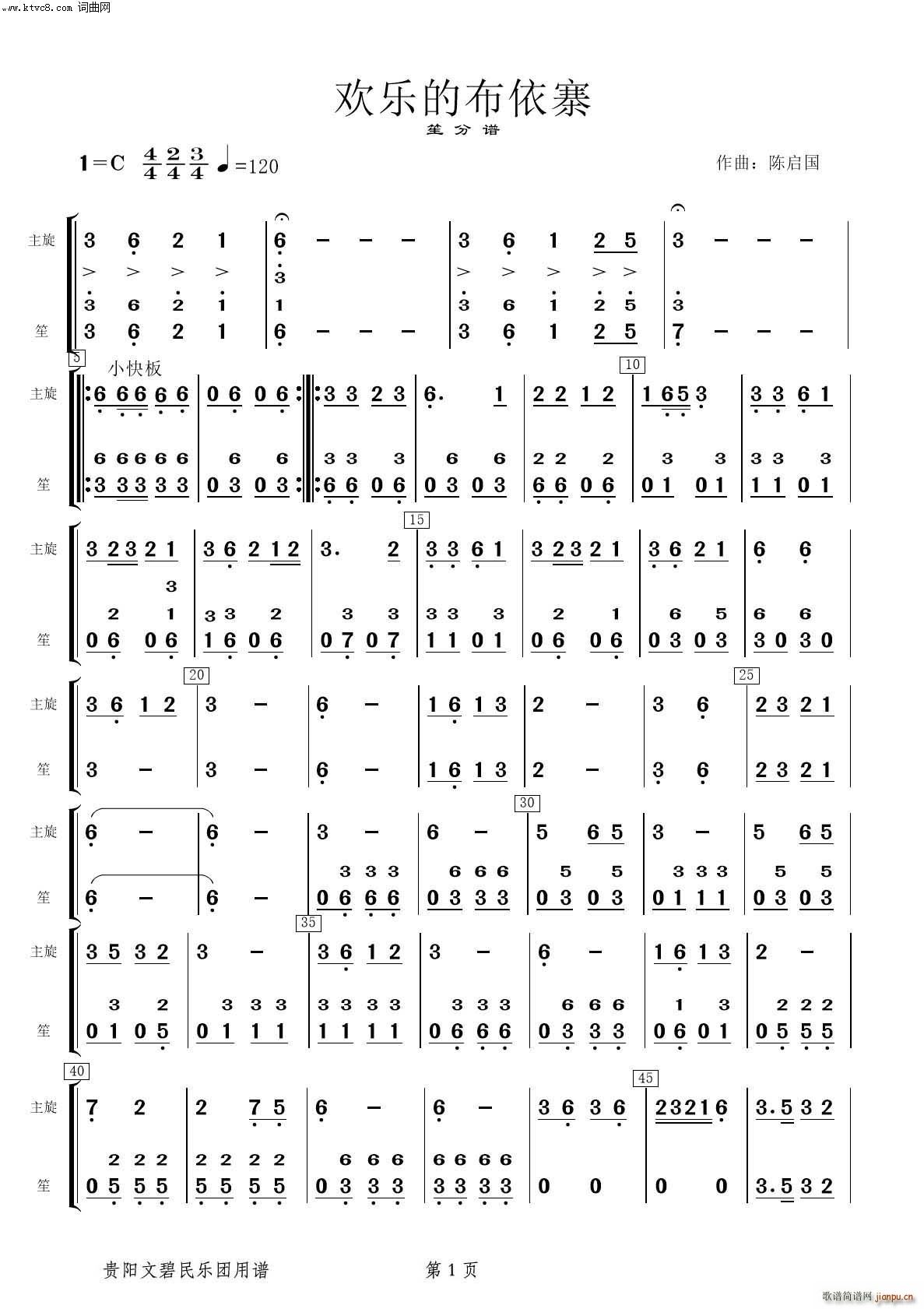 欢乐的佈依寨 笙(笙谱)1