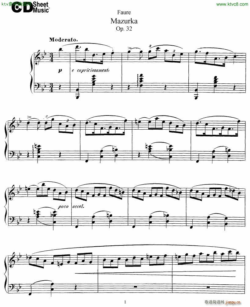 Faure Mazurka Op 32(钢琴谱)1