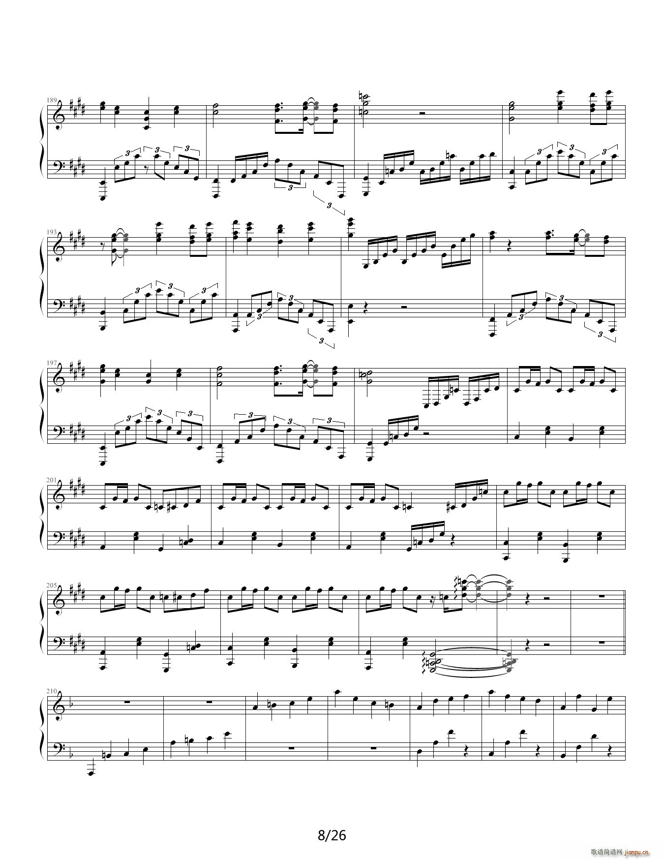 狂荬物w翔幻想 88IP酷使h 降A调(钢琴谱)8