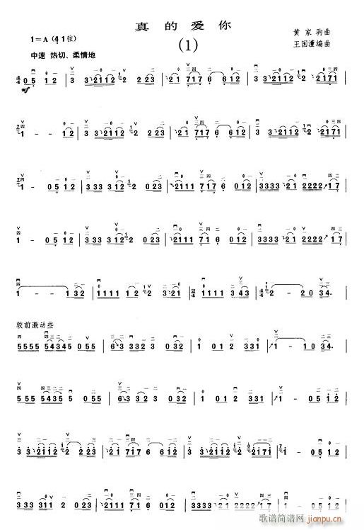 真的爱你1(二胡谱)1