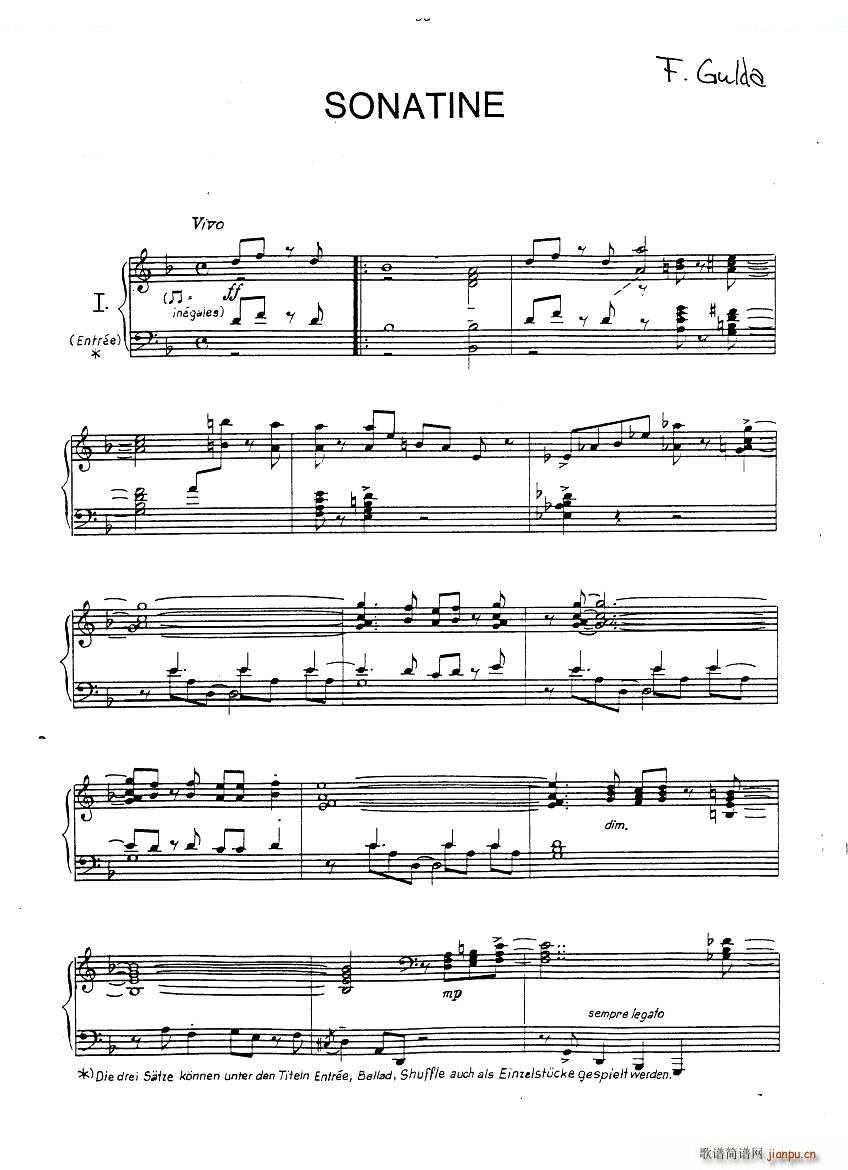 Gulda Sonatine Sonatine(十字及以上)1