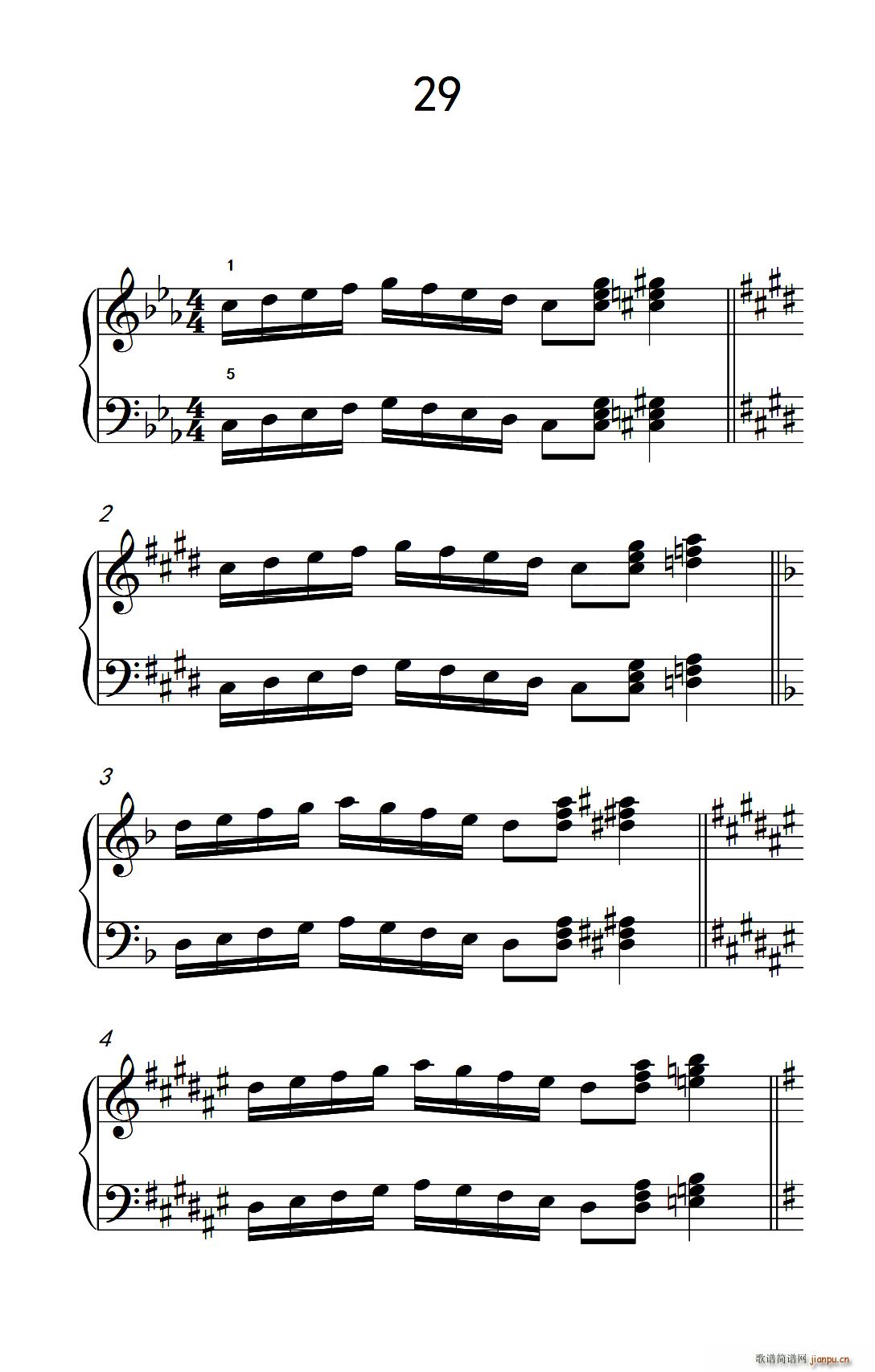 七 五指原位移调练习29 儿童钢琴手指练习 1(钢琴谱)1