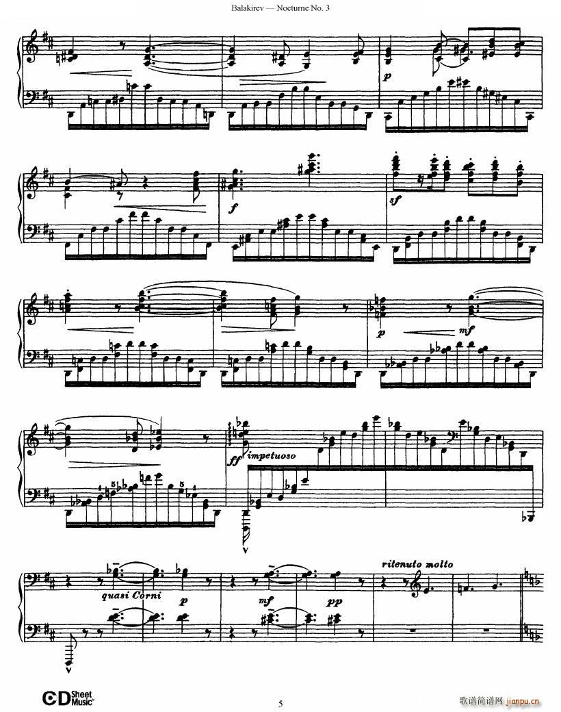 Balakirev Nocturne No 3 Nocturne No 3(十字及以上)5