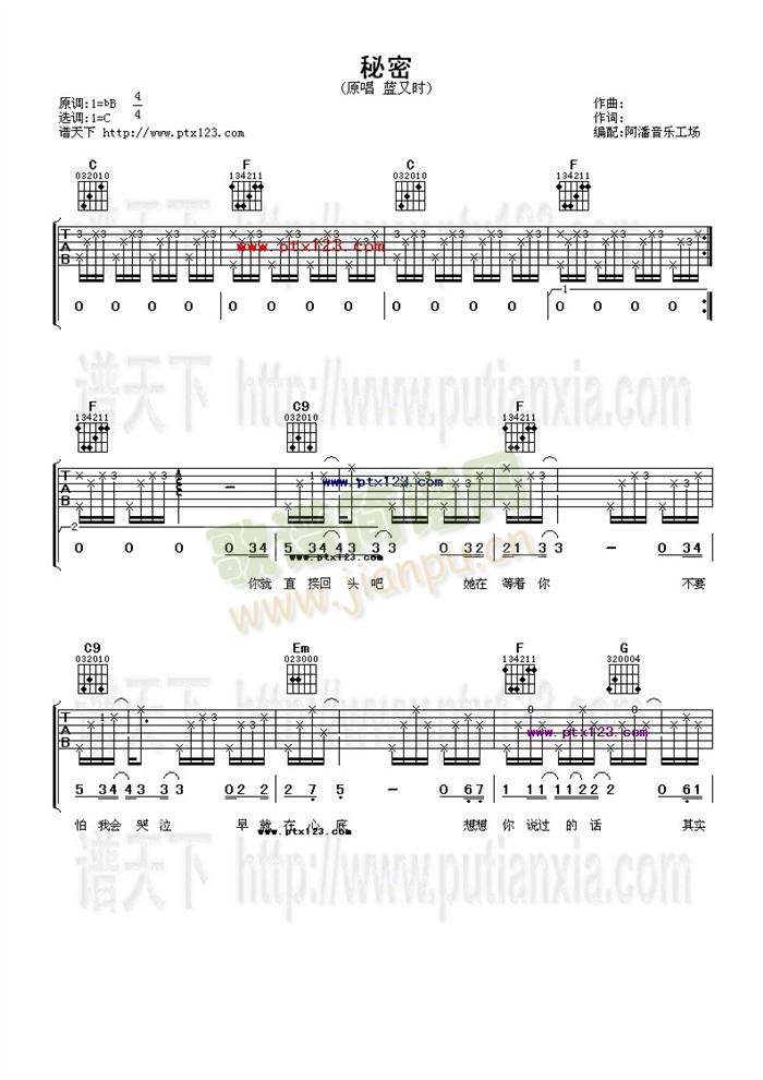 秘密(吉他谱)1
