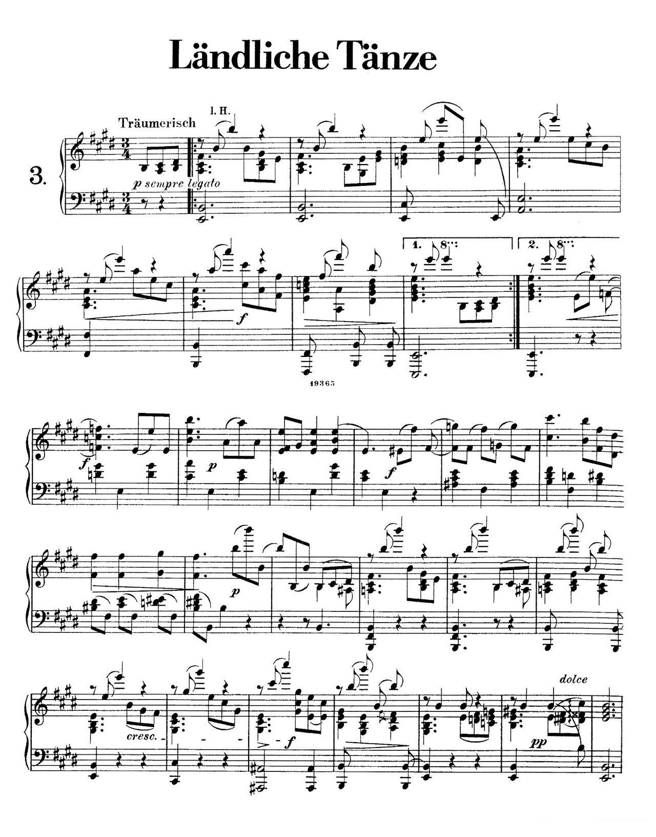 Landliche Tanzee Op 1 乡村舞曲 3 E大调(十字及以上)1