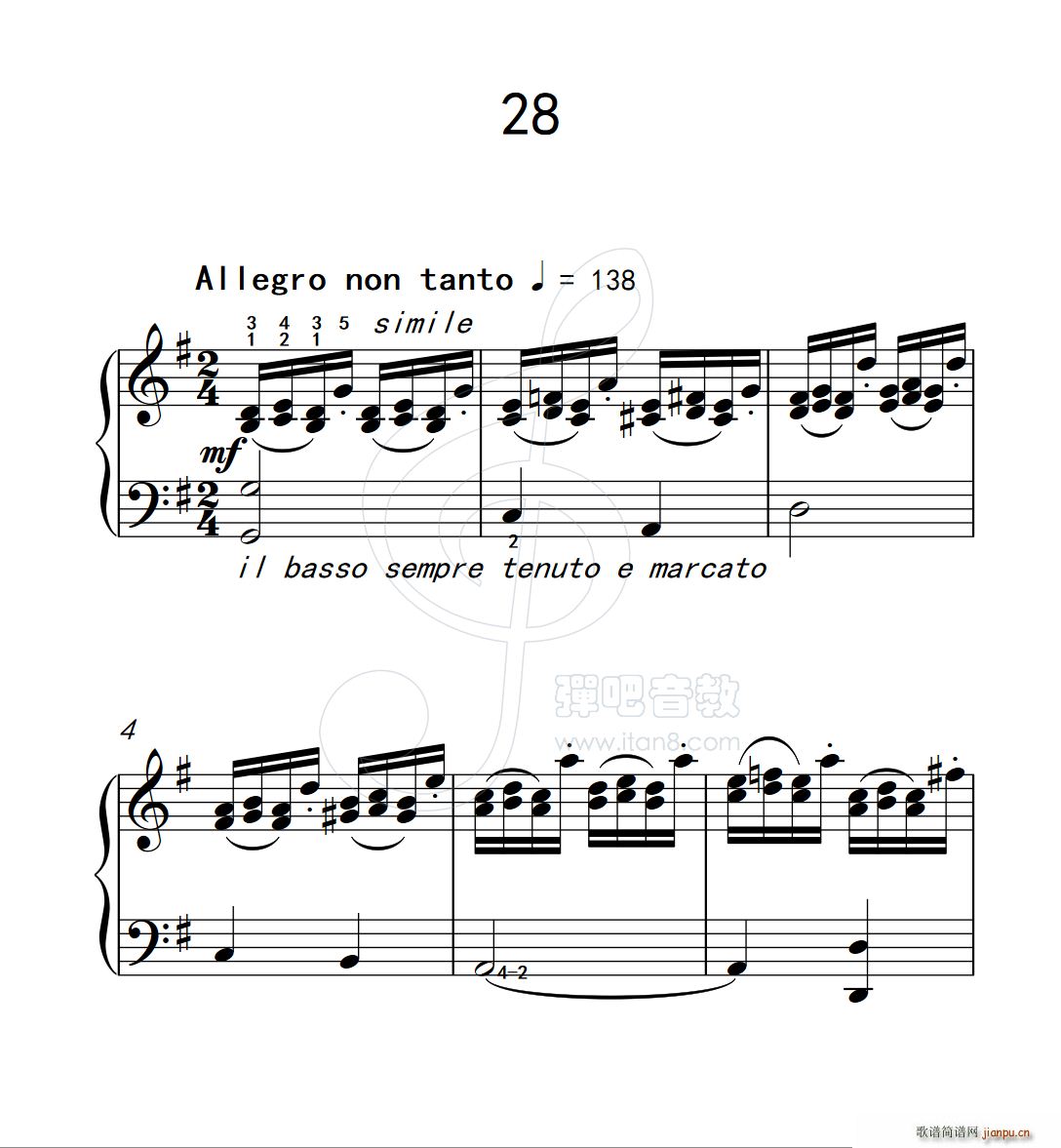 练习曲 28 克拉莫钢琴练习曲60首(钢琴谱)1