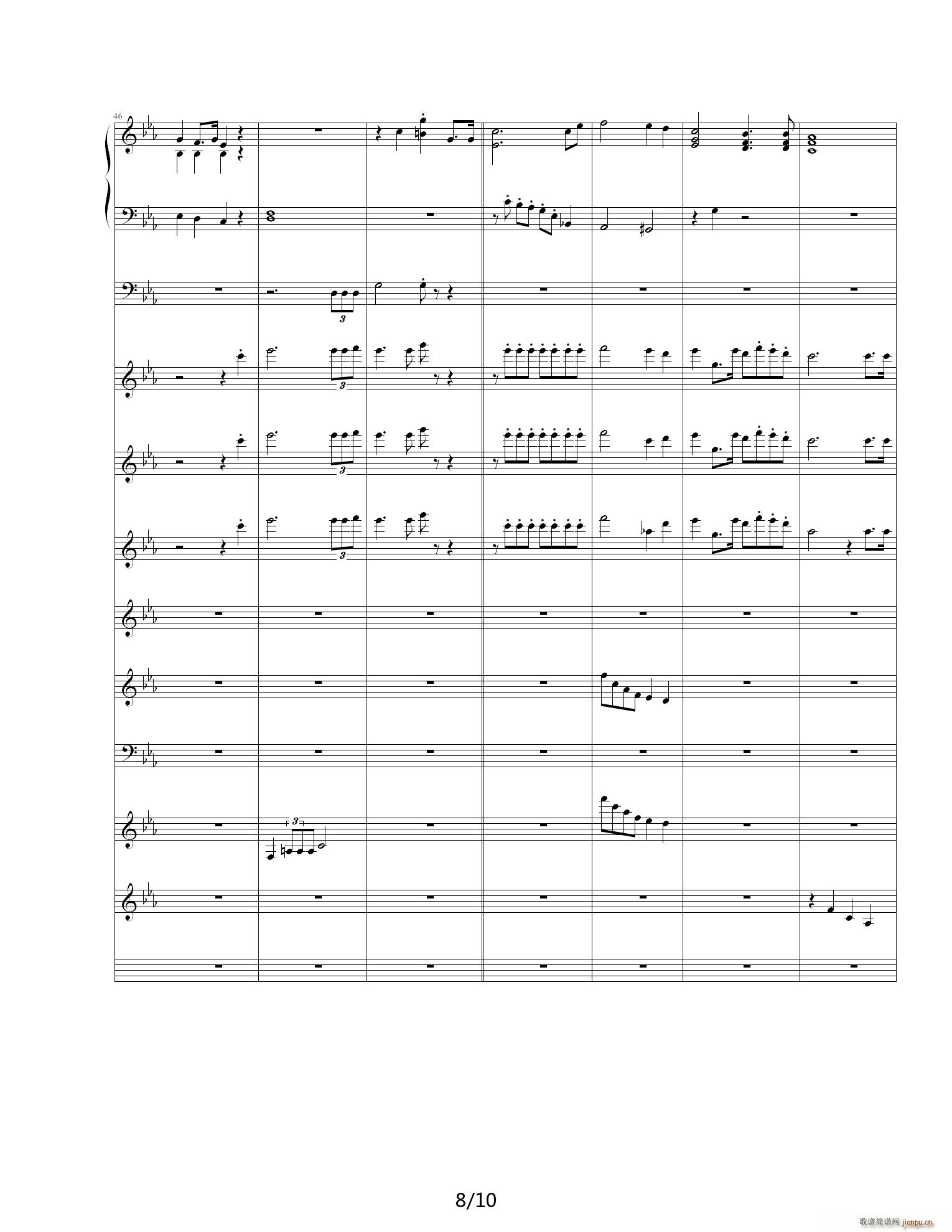 星之卡比 毛髡f Green Greens C调(钢琴谱)8