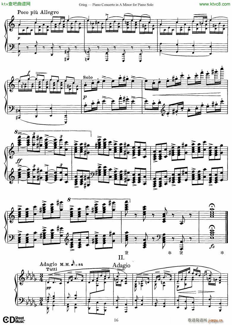 Grieg Piano Concerto solo arr 2 byGrieg(钢琴谱)16