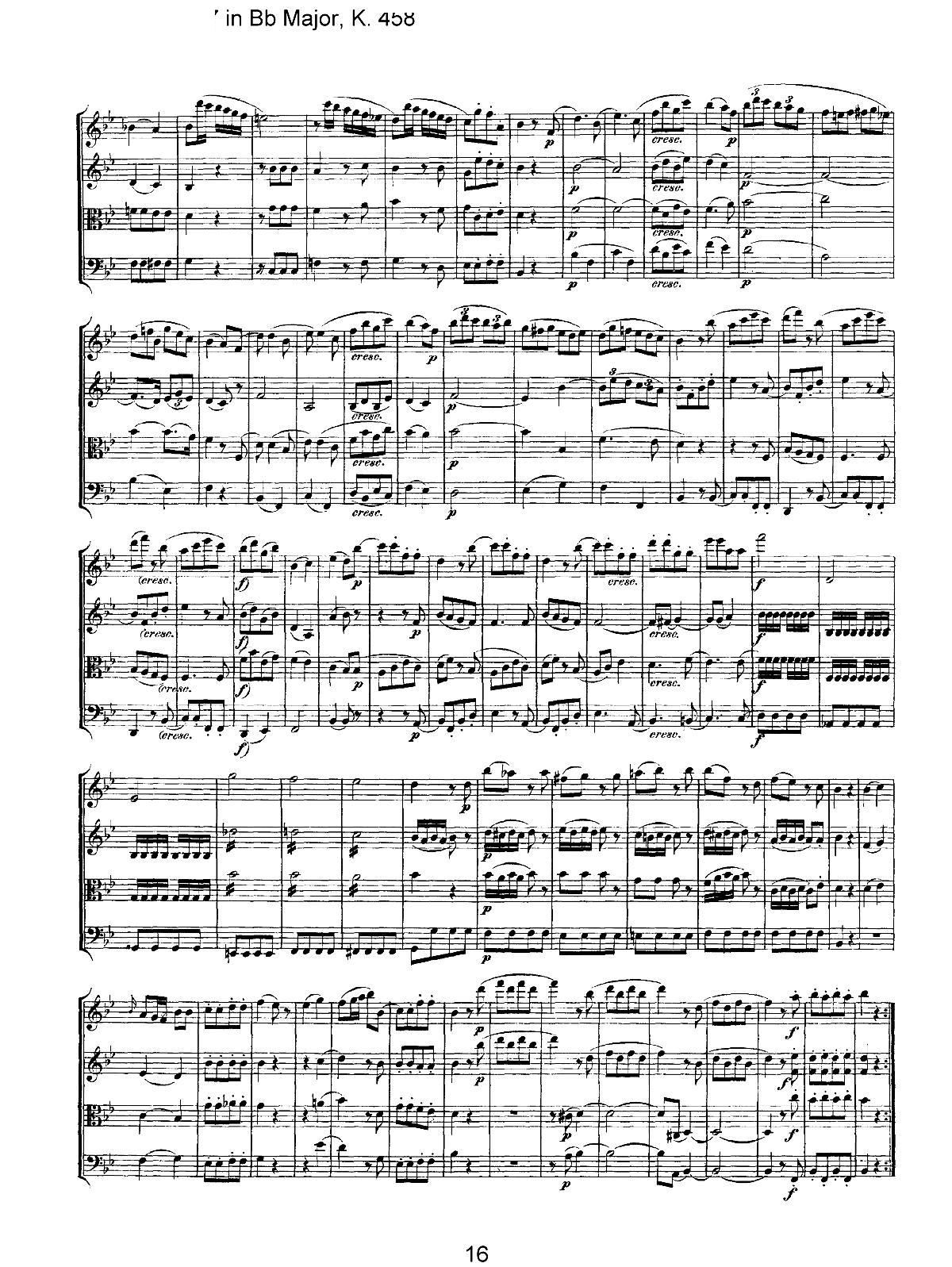 Mozart Quartet No 17 in Bb Major K 458(总谱)16