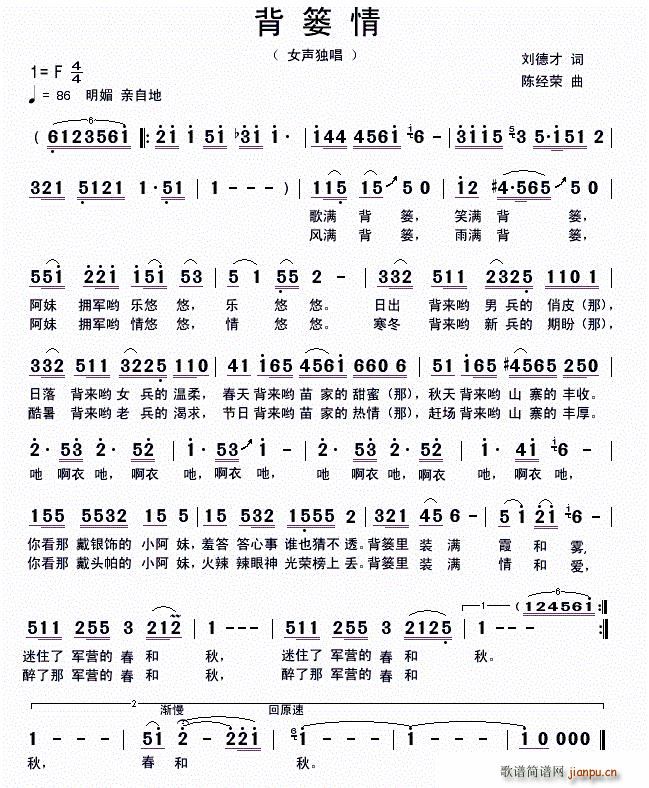 背篓情(三字歌谱)1