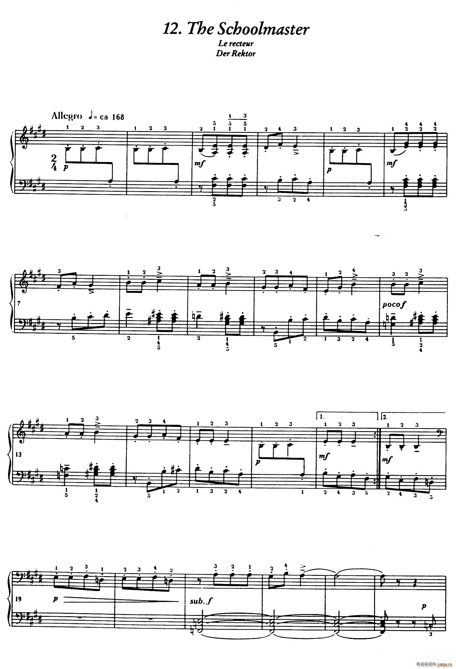 12 Folk Melodies 十二首民间曲调 12(钢琴谱)1