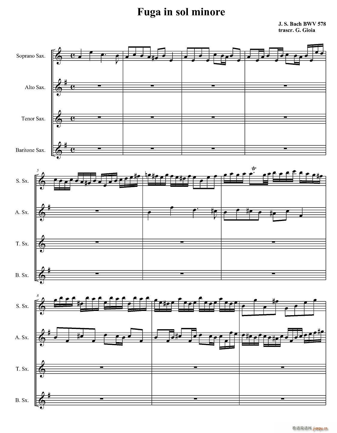 Fuga in sol minore 四重奏(总谱)1