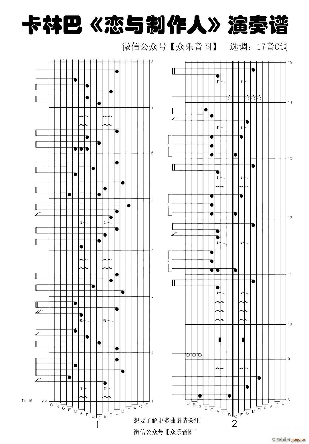 恋与制作人 拇指琴卡林巴琴专用谱(十字及以上)1