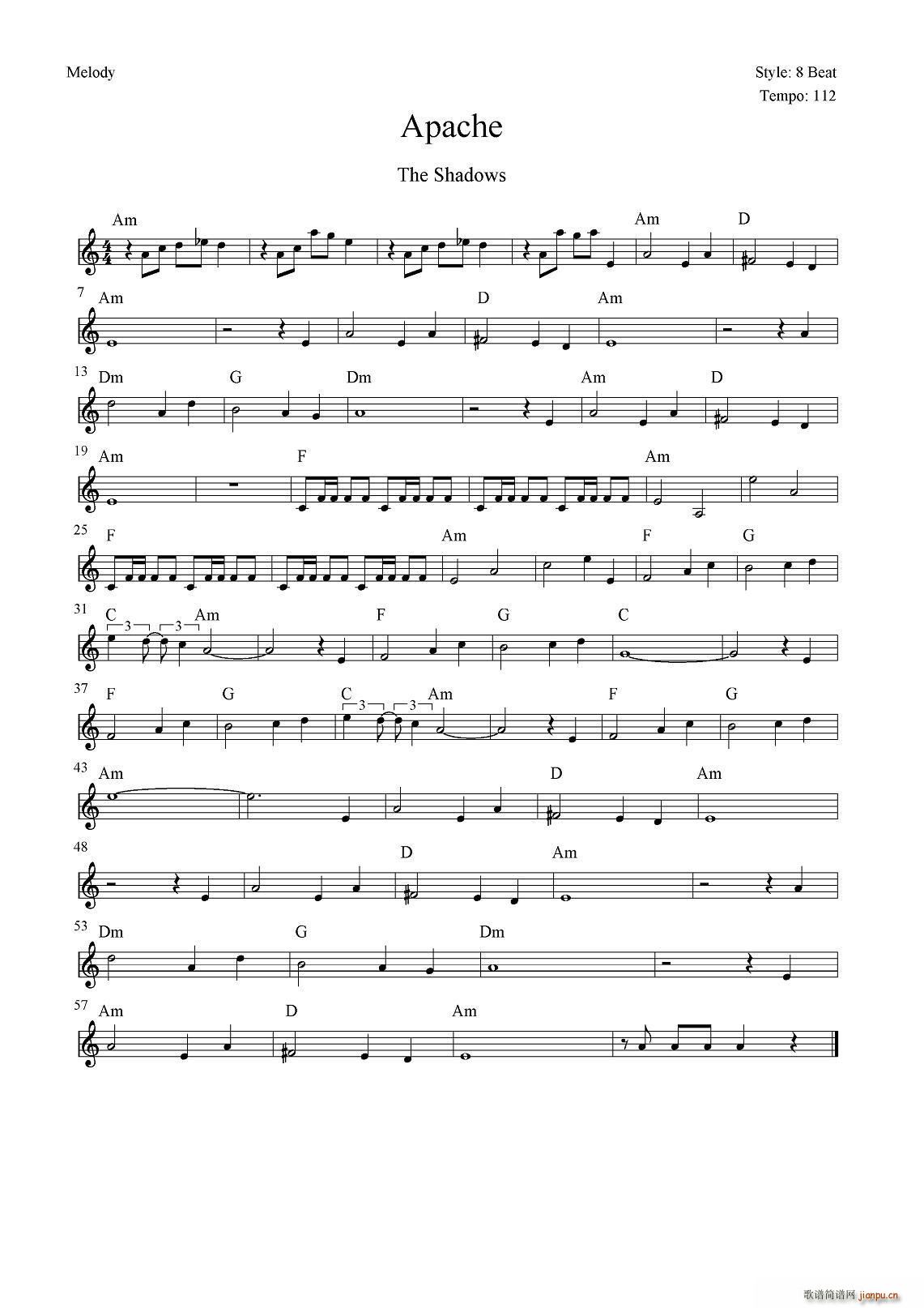 Apache(电子琴谱)1