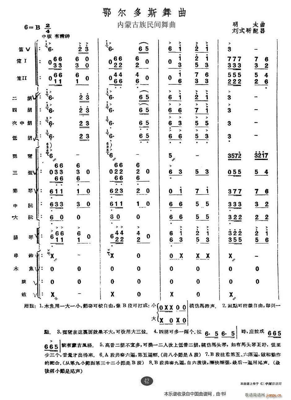 鄂尔多斯舞曲 乐器谱(总谱)1