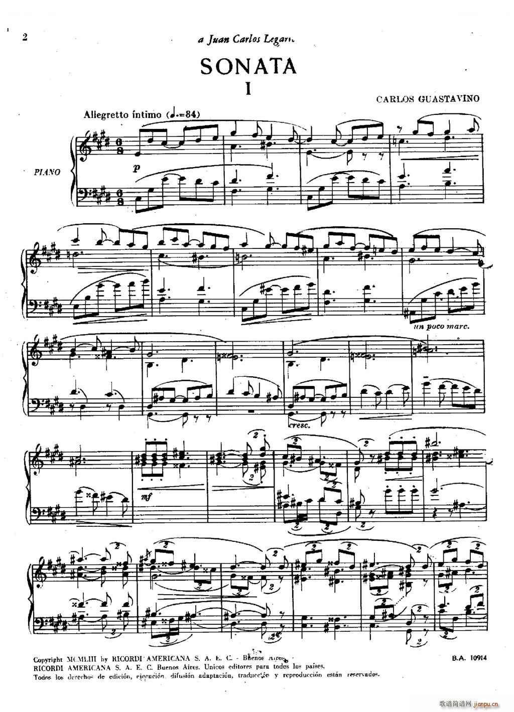 Guastavino Sonata Sonata(十字及以上)1