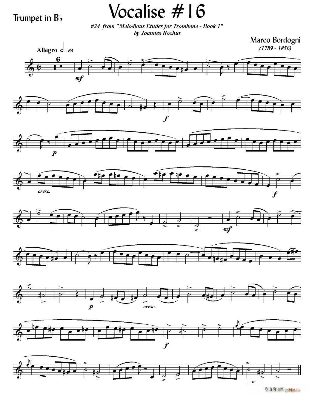 Bordogni Vocalise 16 小号(十字及以上)1