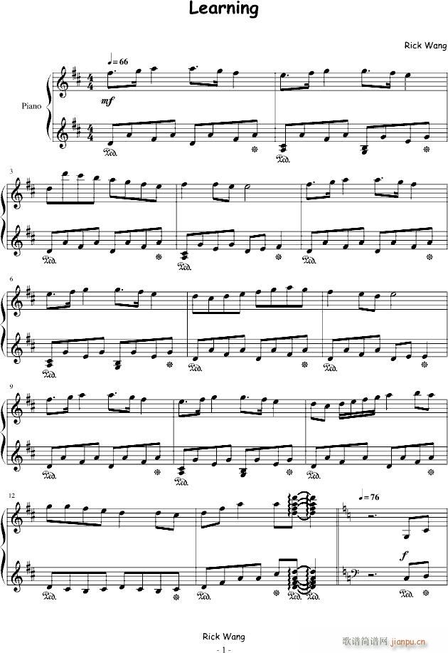 Learing(钢琴谱)1