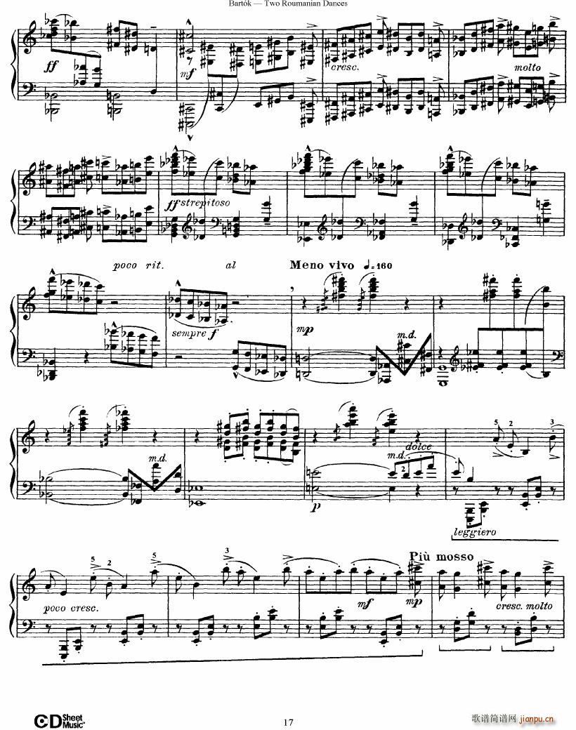 Bartok SZ 43 Two romanian dances op8a(钢琴谱)17