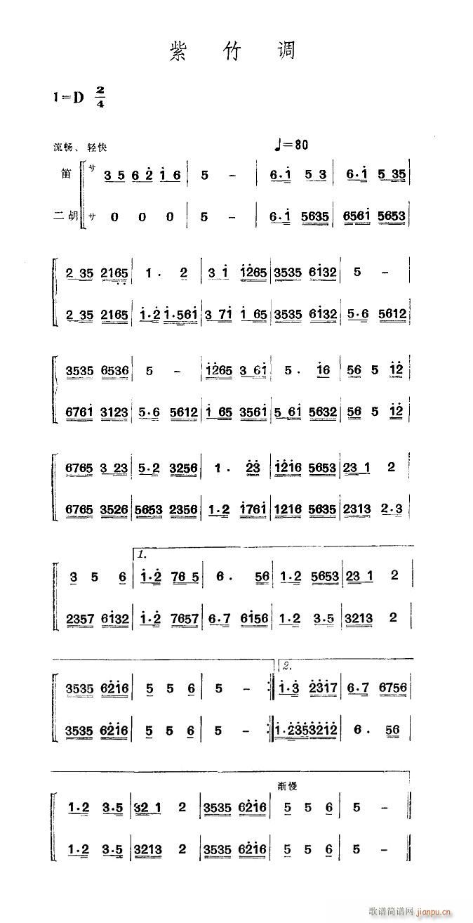 紫竹调 笛子二胡(笛箫谱)1