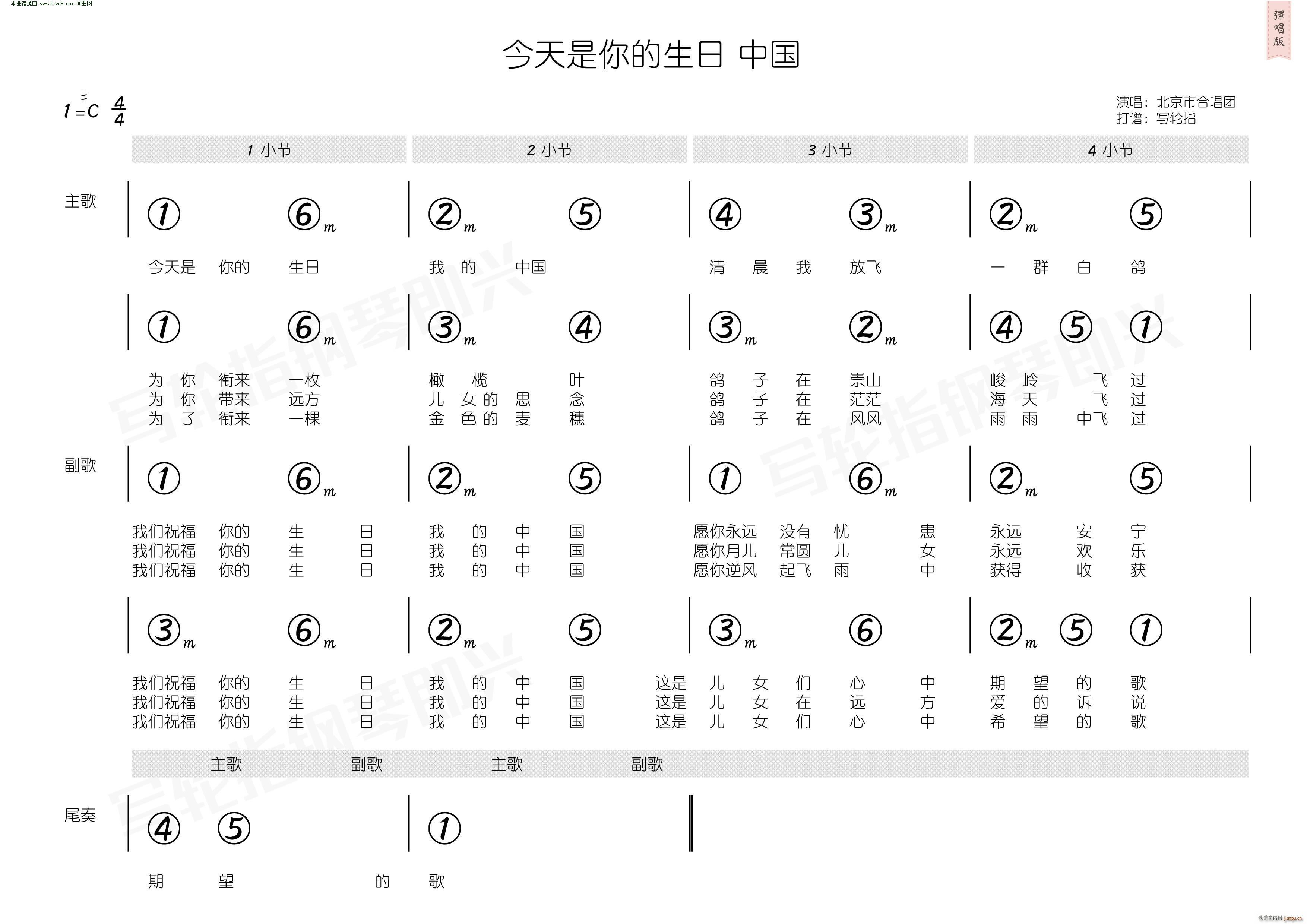 今天是你的生日 简和谱(十字及以上)3