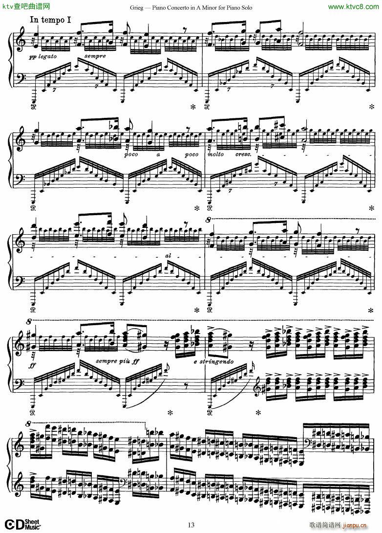 Grieg Piano Concerto solo arr 2 byGrieg(钢琴谱)13