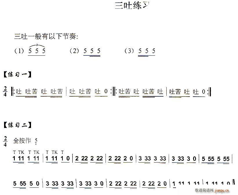 葫芦丝技巧练习之十一 三吐音练习 葫芦丝等(葫芦丝谱)1