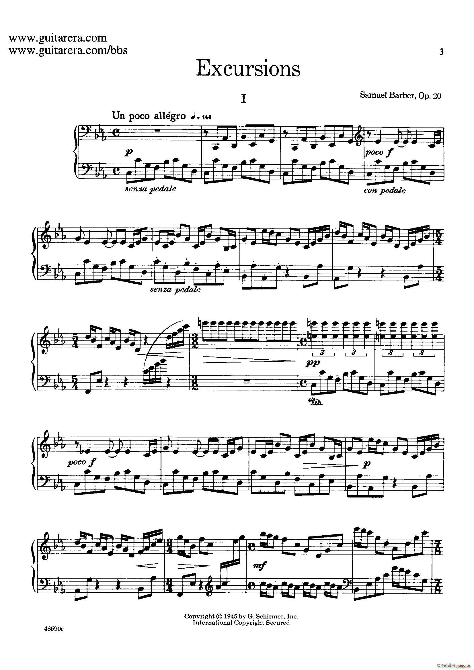 Four Excursions Op 20 旅行 1(钢琴谱)1