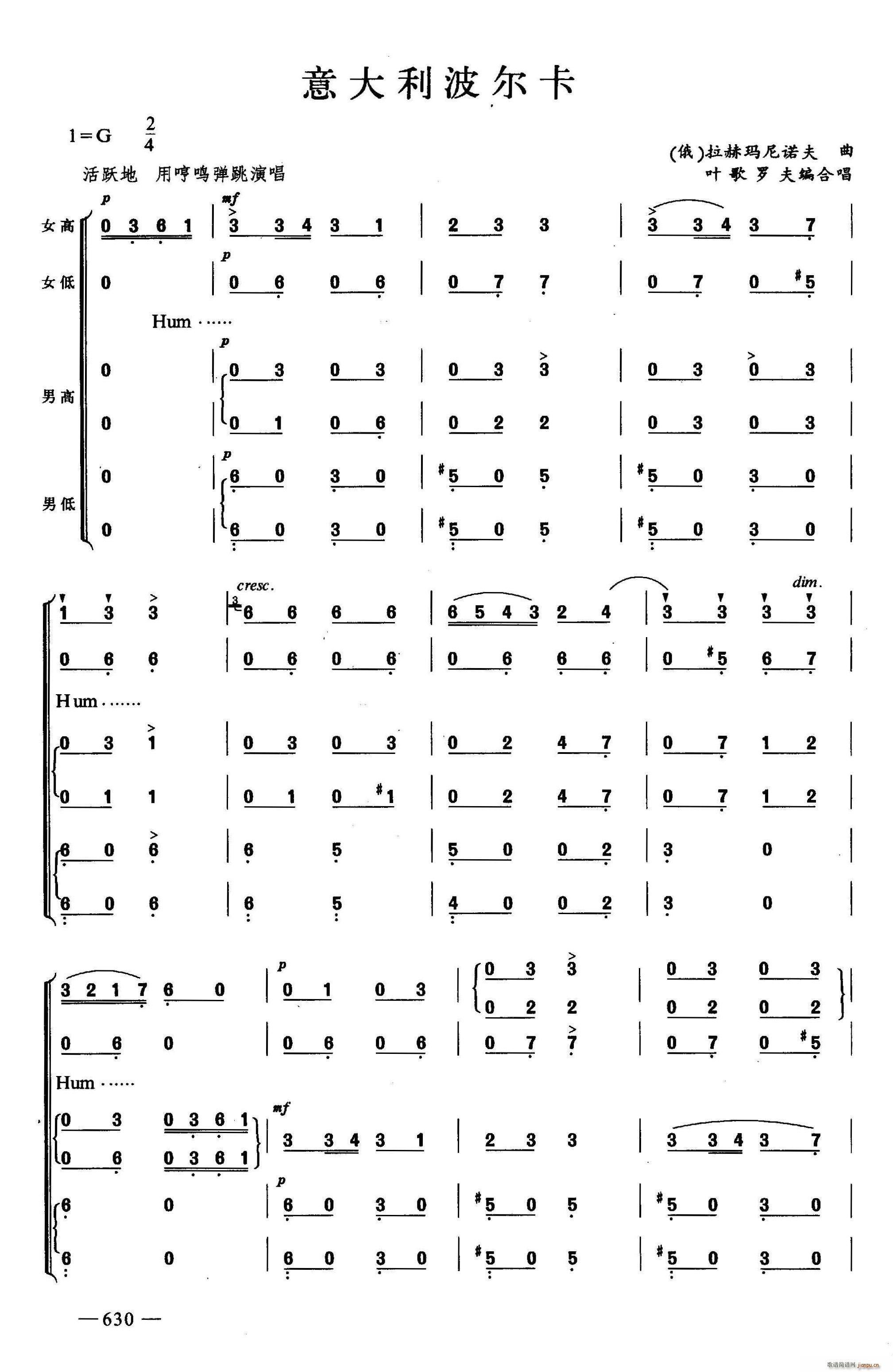 意大利波尔卡 合唱(合唱谱)1