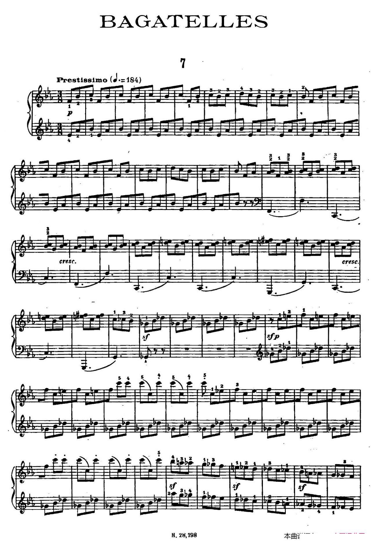 Ten Bagatelles Op 5 10首小品 7 降E大调(十字及以上)1