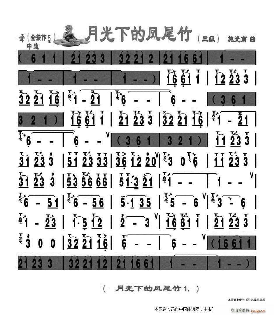 月光下的凤尾竹 刘慧淑制谱版(葫芦丝谱)1