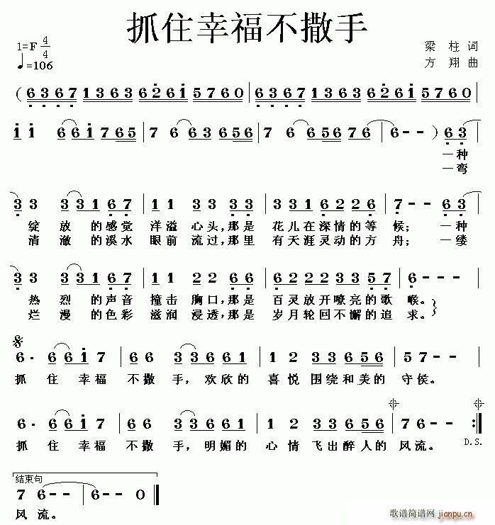 抓住幸福不撒手(七字歌谱)1