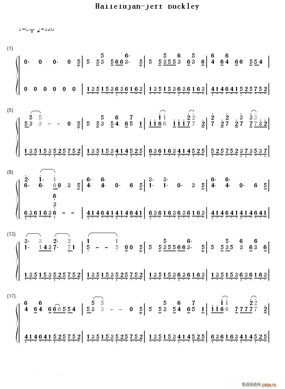 Hallelujah(钢琴谱)1