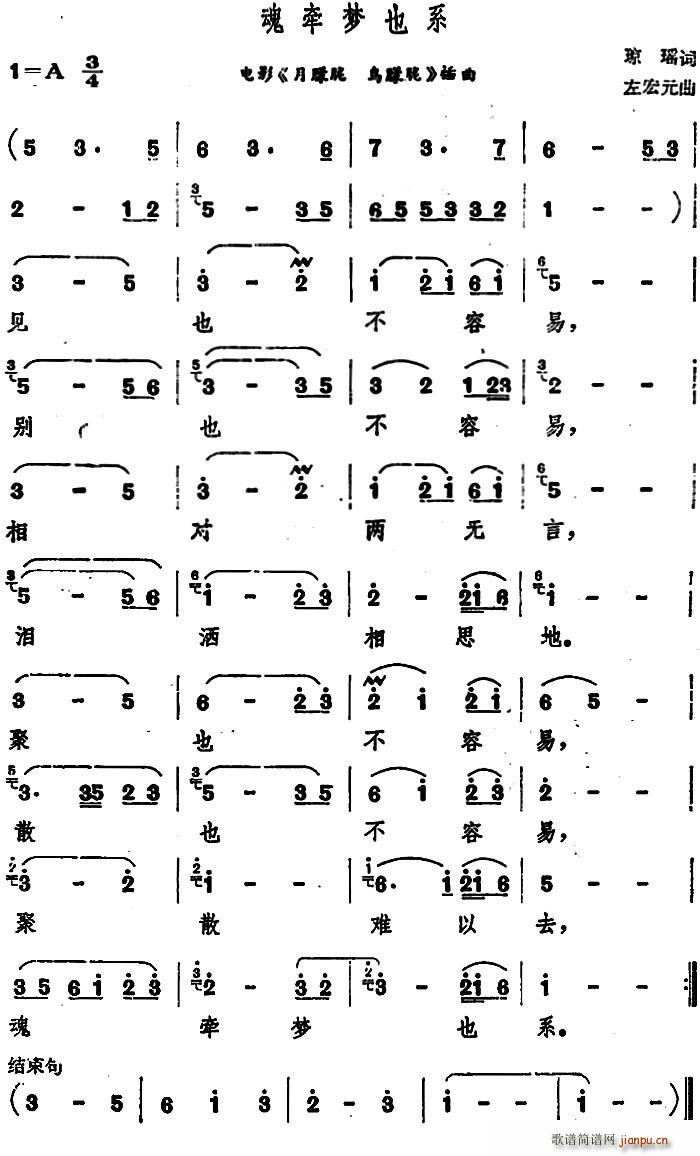 魂牵梦也系 电影 月朦胧 鸟朦胧 插曲(十字及以上)1