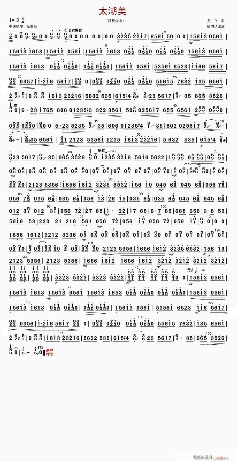 太湖美 琵琶(琵琶谱)1