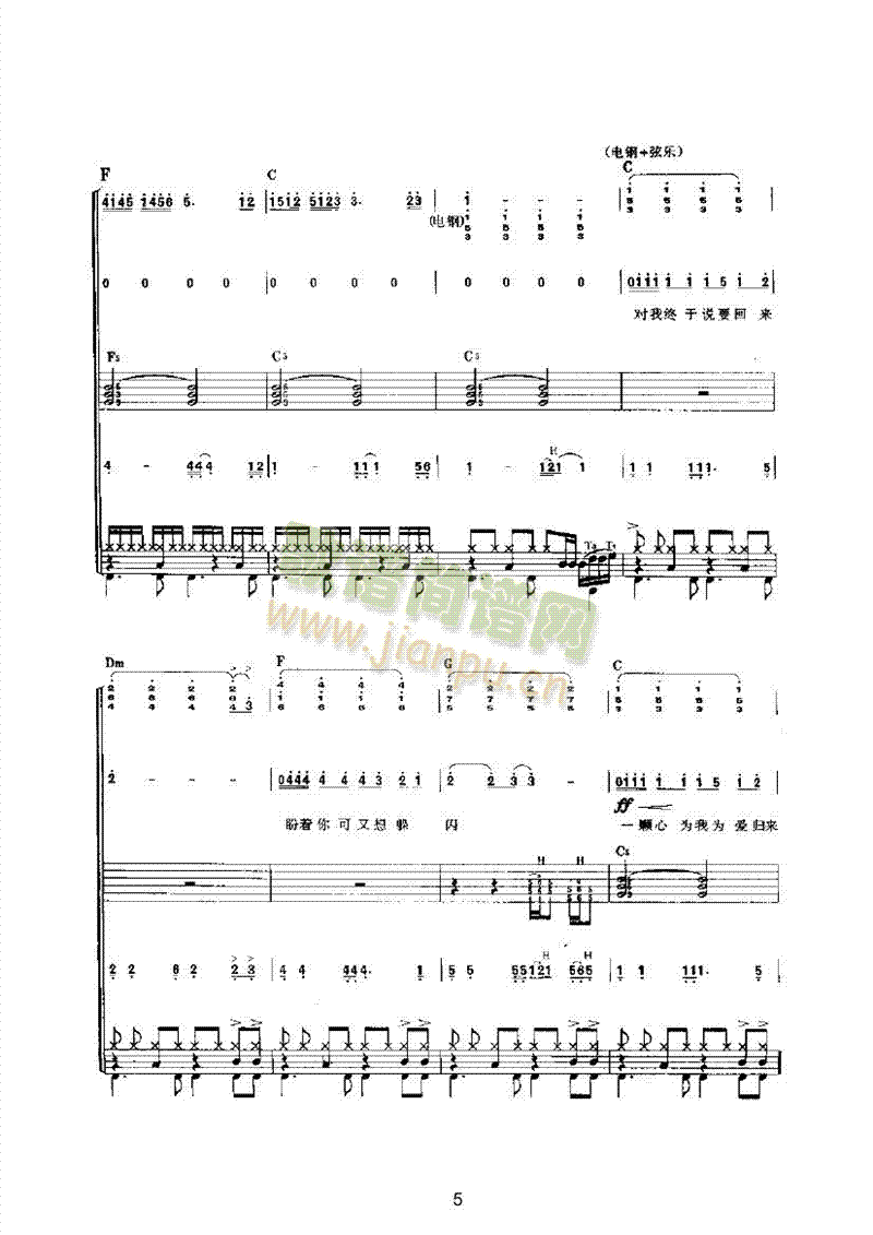 怕你为自己流泪乐队类电声乐队(其他乐谱)5