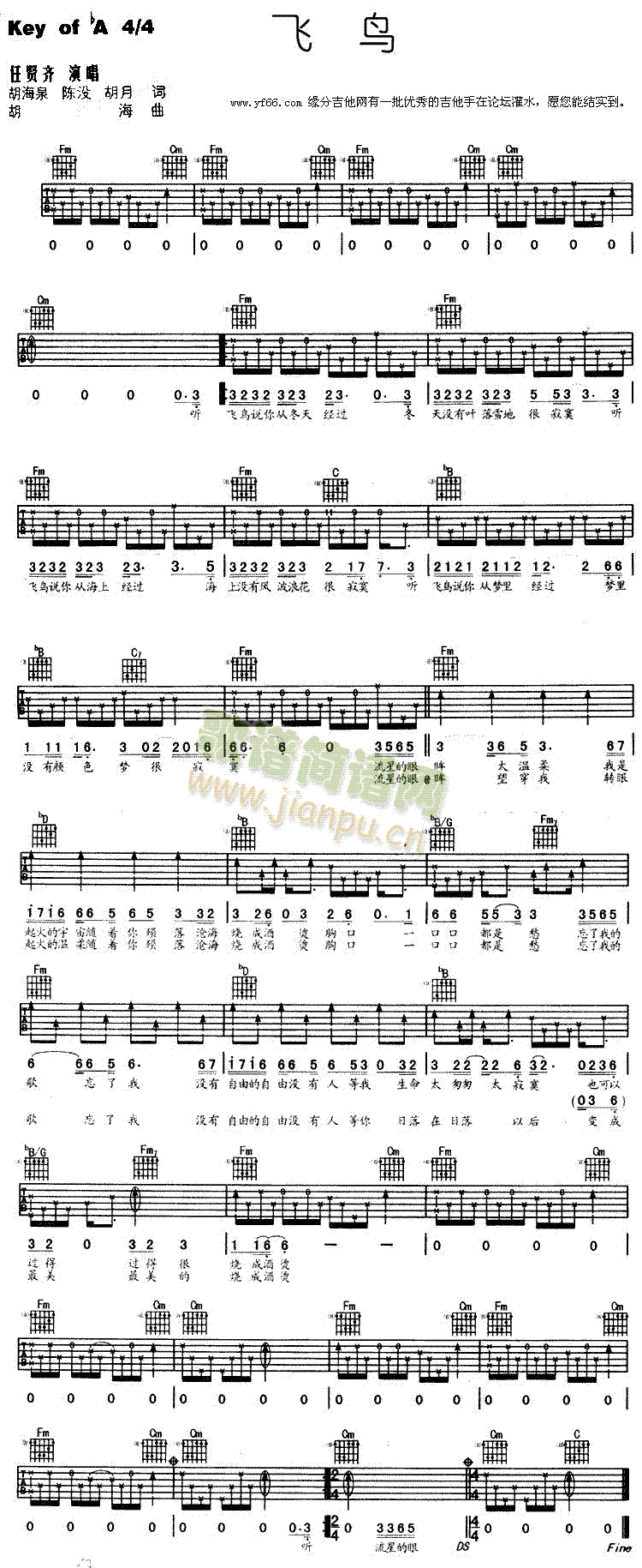 飞鸟(吉他谱)1