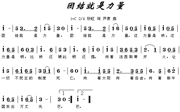 团结就是力量(六字歌谱)1