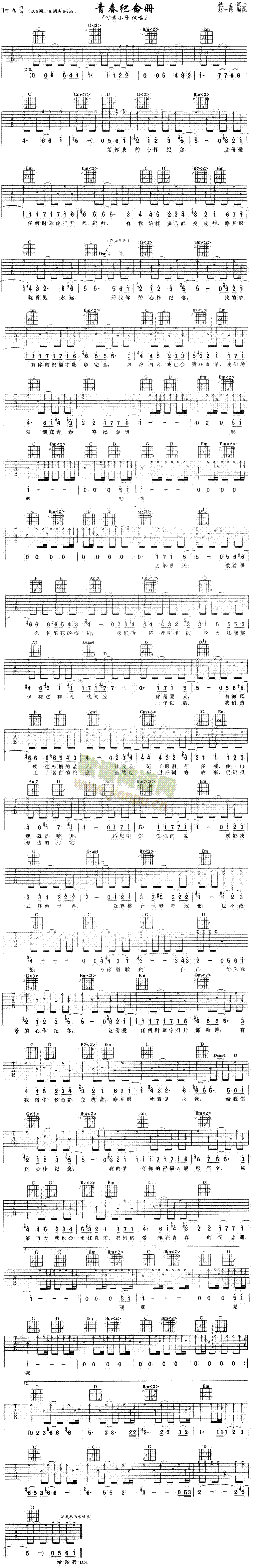 青春纪念册(吉他谱)1