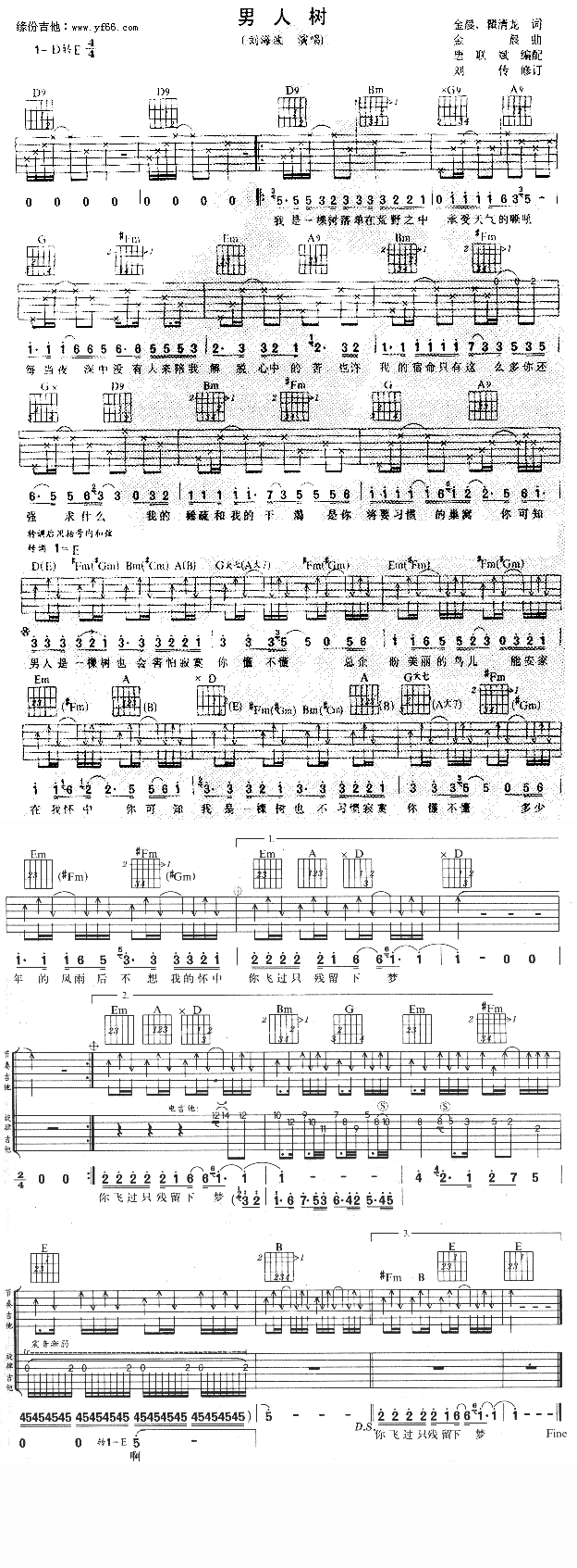 男人树(吉他谱)1