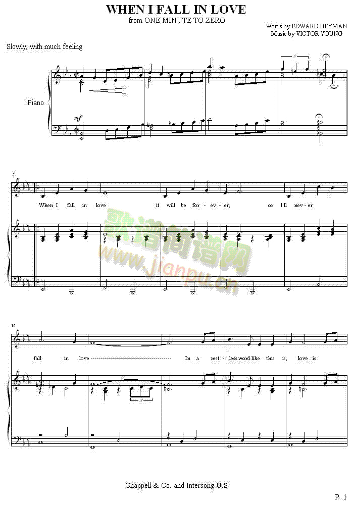 坠入爱河-WhenIFallInLove(钢琴谱)1