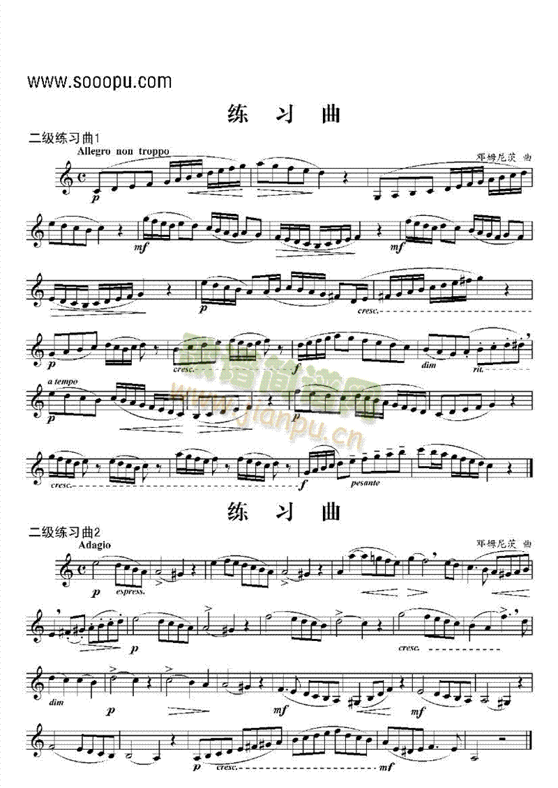 二级练习曲二首管乐类单簧管(其他乐谱)1