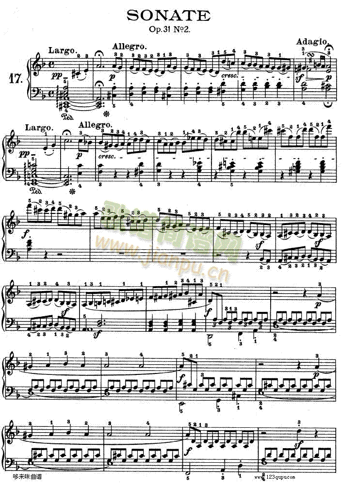 暴风雨-d小调第十七钢琴奏鸣曲-Op.31—2-贝多芬(钢琴谱)1