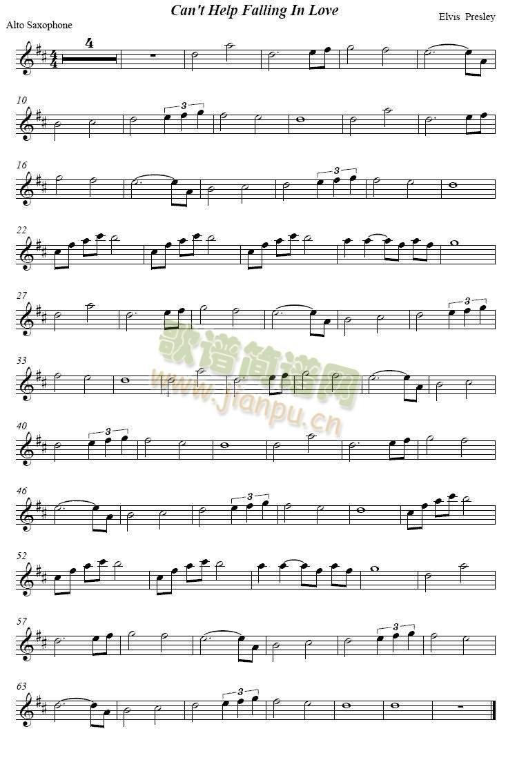 Cannothelpfallinlove(萨克斯谱)1