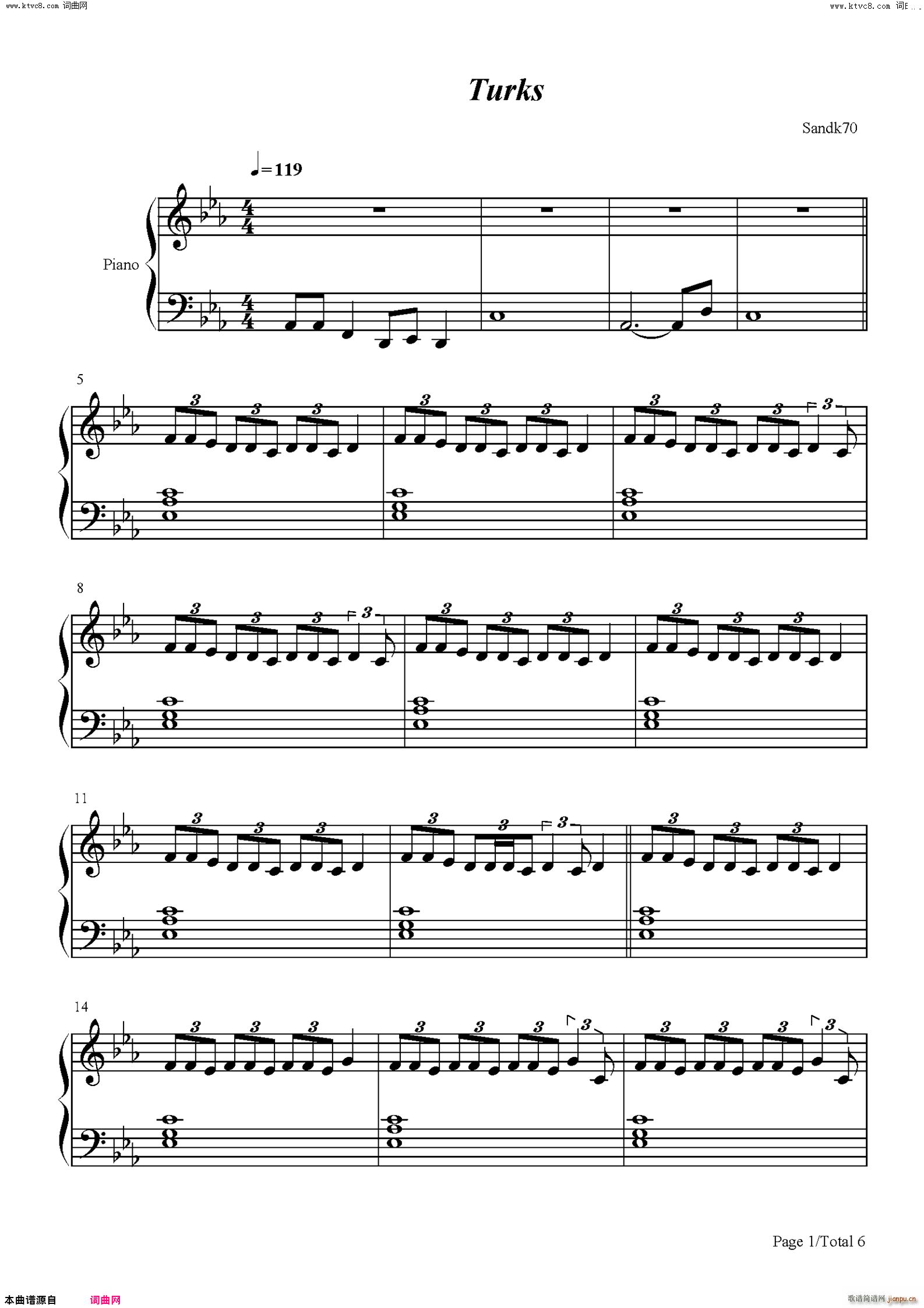 Turks(钢琴谱)1