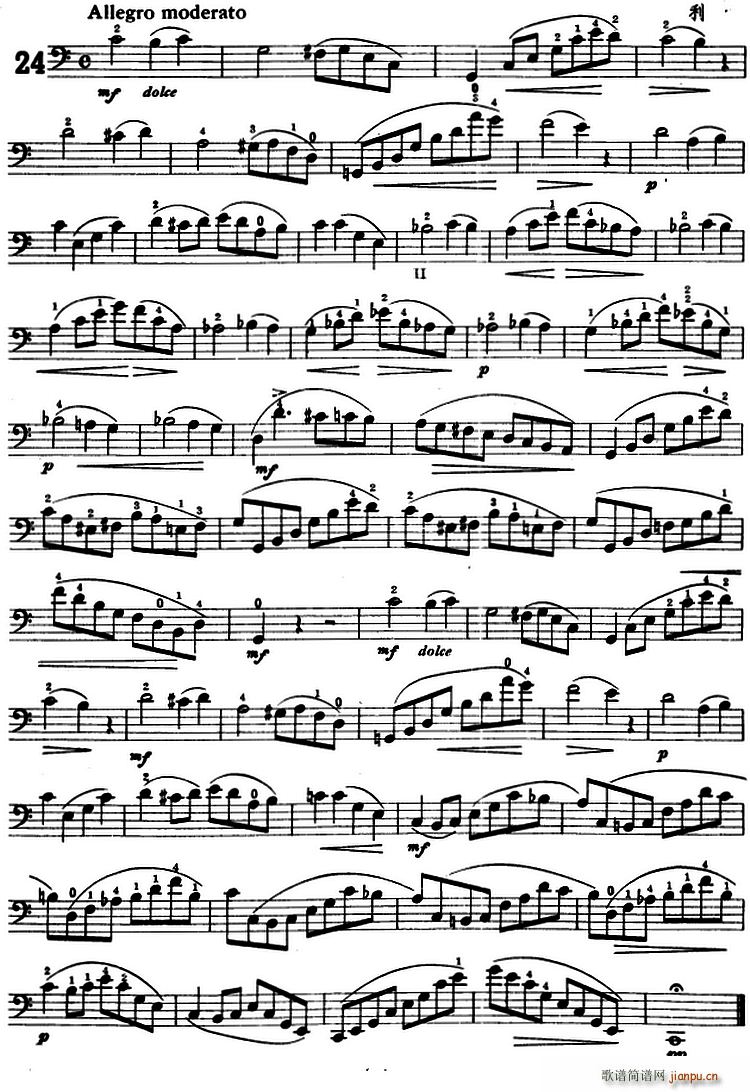 鲍斯特列姆大提琴练习曲 24 27(大提琴谱)1